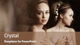  Presentation with pearls - Theme featuring broadway - stylish woman with creative make-up background and a tawny brown colored foreground