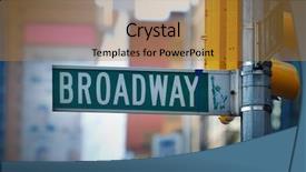  Presentation with broadway - Slide deck consisting of broadway road sign in manhattan background and a gold colored foreground
