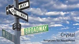  Presentation with new york - Slides featuring broadway sign in manhattan new background and a light blue colored foreground
