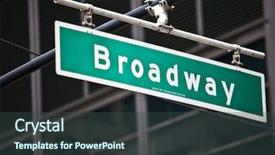  Presentation with broadway - PPT layouts featuring broadway street sign in new background and a ocean colored foreground