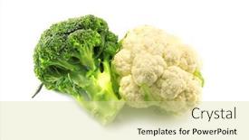  Presentation with cauliflower - Beautiful presentation theme featuring broccoli-and-cauliflower-isolated backdrop and a blonde colored foreground