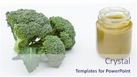  Presentation with fresh green broccoli - Colorful PPT theme enhanced with broccoli-as-baby-food-healthy backdrop and a sky blue colored foreground