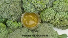  Presentation with fresh green broccoli - Audience pleasing slide deck consisting of broccoli-as-baby-food-healthy backdrop and a seafoam green colored foreground