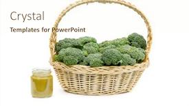  Presentation with fresh green broccoli - PPT theme featuring broccoli-as-baby-food-healthy background and a cream colored foreground