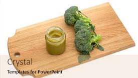  Presentation with fresh green broccoli - Cool new PPT layouts with broccoli-as-baby-food-healthy backdrop and a yellow colored foreground
