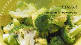  Presentation with vegan food - Audience pleasing slides consisting of broccoli cabbage brassica oleracea vegetables backdrop and a yellow colored foreground