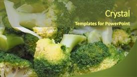  Presentation with vegan food - Audience pleasing PPT theme consisting of broccoli cabbage brassica oleracea vegetables backdrop and a tawny brown colored foreground
