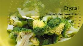  Presentation with vegan food - PPT theme consisting of broccoli cabbage brassica oleracea vegetables background and a gold colored foreground