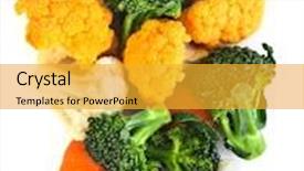  Presentation with cauliflower - PPT theme consisting of broccoli cauliflower and carrots isolated on white background background and a gold colored foreground