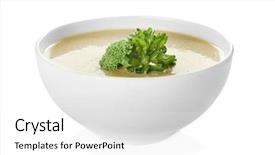  Presentation with cheddar - PPT theme with broccoli cheddar soup in bowl background and a white colored foreground