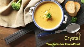  Presentation with cheddar - Beautiful slides featuring broccoli cheddar soup in casserole on wooden board backdrop and a wine colored foreground