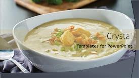  Presentation with cheddar - Beautiful presentation featuring broccoli-cheddar-soup-with-croutons backdrop and a yellow colored foreground