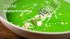  Presentation with milk coconut - Amazing PPT theme having broccoli-cream-soup-with-coconut backdrop and a shamrock green colored foreground