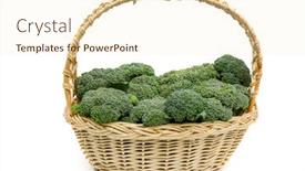  Presentation with fresh green broccoli - Colorful PPT theme enhanced with broccoli-in-a-basket-green backdrop and a cream colored foreground