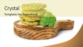  Presentation with spinach lettuce berries mushrooms broccoli - Cool new presentation theme with broccoli pancakes on white background backdrop and a  colored foreground