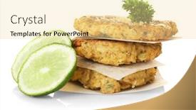  Presentation with lime - Amazing presentation theme having broccoli-pancakes-served-with-lime backdrop and a blonde colored foreground