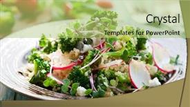  Presentation with quinoa - Beautiful PPT layouts featuring broccoli radish and feta salad backdrop and a yellow colored foreground