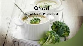  Presentation with soup - Amazing theme having broccoli soup on bowl backdrop and a lemonade colored foreground