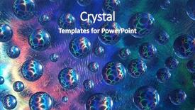  Presentation with colorful water droplets - PPT theme with brochure 3 - water drops reflecting colorful paper background and a ocean colored foreground