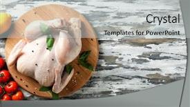  Presentation with chicken - Presentation theme consisting of fresh whole chicken with tomatoes background and a light gray colored foreground