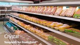  Presentation with pasta sauce - PPT theme having broilers - pasta with fried scallops oregano background and a coral colored foreground