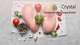  Presentation with raw meat - Colorful slides enhanced with raw chicken meat with spices backdrop and a lemonade colored foreground