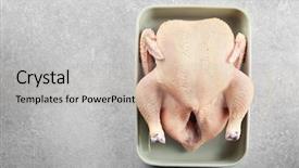  Presentation with turkey - PPT layouts with whole raw turkey in casserole background and a light gray colored foreground