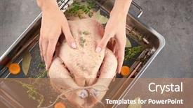  Presentation with cooking - Cool new slides with woman cooking turkey with spices backdrop and a coral colored foreground
