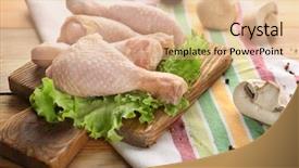  Presentation with chicken - Slide set with broilers - wooden board with raw chicken background and a coral colored foreground