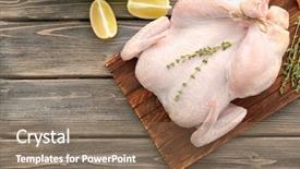  Presentation with thyme - Amazing slide set having wooden board with whole chicken backdrop and a coral colored foreground