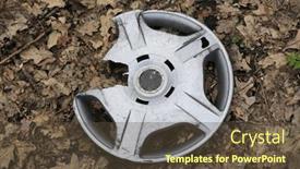  Presentation with lost - Amazing PPT theme having broken-and-lost-plastic-car backdrop and a tawny brown colored foreground