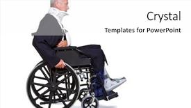  Presentation with wheelchair - Slides with broken arm sling - photo of an injured man background and a white colored foreground