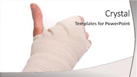  Presentation with injury - PPT layouts with broken arm sling - white medicine bandage on human background and a pink colored foreground