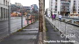  Presentation with broken wall - Presentation design featuring broken-berlin-wall-between-east background and a  colored foreground