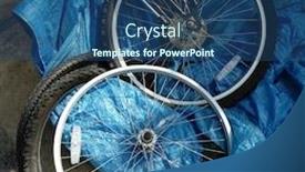  Presentation with bicycle - Presentation theme with broken-bicycle-wheels-ready background and a ocean colored foreground