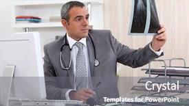  Presentation with hand x ray - PPT theme with broken bones - doctor examining x-ray of hand background and a gray colored foreground