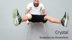  Presentation with crazy - Theme featuring broken bones - freaky crazy young man playing background and a light gray colored foreground