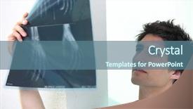  Presentation with medic - Slides enhanced with broken bones - handsome medic examining x rays background and a ocean colored foreground