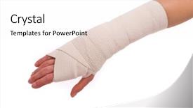  Presentation with injury - Audience pleasing PPT theme consisting of broken bones - white medicine bandage on human backdrop and a white colored foreground