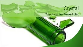  Presentation with broken glass - Presentation theme having broken bottle glass background and a mint green colored foreground