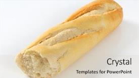 Presentation with half white and half bright coloured - Presentation theme with broken bread - half of french baguette background and a soft green colored foreground