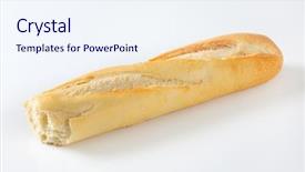  Presentation with half white and half bright coloured - PPT theme featuring broken bread - half of french baguette background and a  colored foreground