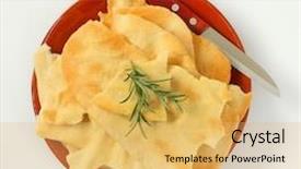  Presentation with traditional - Beautiful PPT theme featuring broken bread - pieces of traditional tuscan flatbread backdrop and a yellow colored foreground
