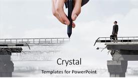  Presentation with bridge - Slide set featuring broken bridge - he will do it anyway background and a light gray colored foreground