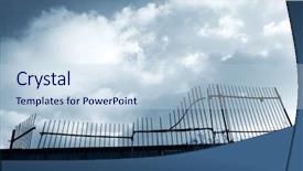  Presentation with broken bridge - PPT theme with broken bridge - old gate with open sky background and a  colored foreground