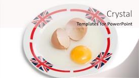  Presentation with broken egg - Slide set having broken-brown-egg-on-plate background and a sky blue colored foreground