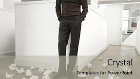  Presentation with crumpled paper various balls - Theme with broken business process - office worker with crumpled paper background and a light gray colored foreground