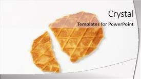  Presentation with cookie - Slides having broken butter waffle cookie on white background background and a white colored foreground