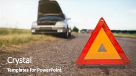  Presentation with triangle - Audience pleasing presentation design consisting of broken car concept breakdown triangle backdrop and a violet colored foreground