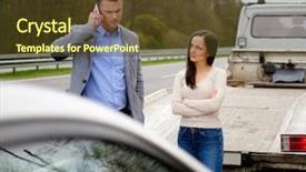  Presentation with roadside - PPT layouts having broken car on a roadside background and a tawny brown colored foreground